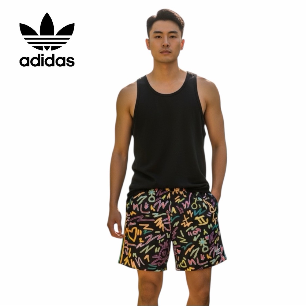 Adidas Men’s Originals Love‎ Unites AOP Unisex Doodles Shorts - Size M